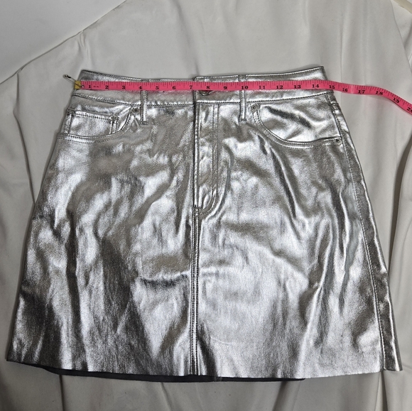 EXPRESS silver high waist metallic vegan short mini skirt 8 - Picture 9 of 10